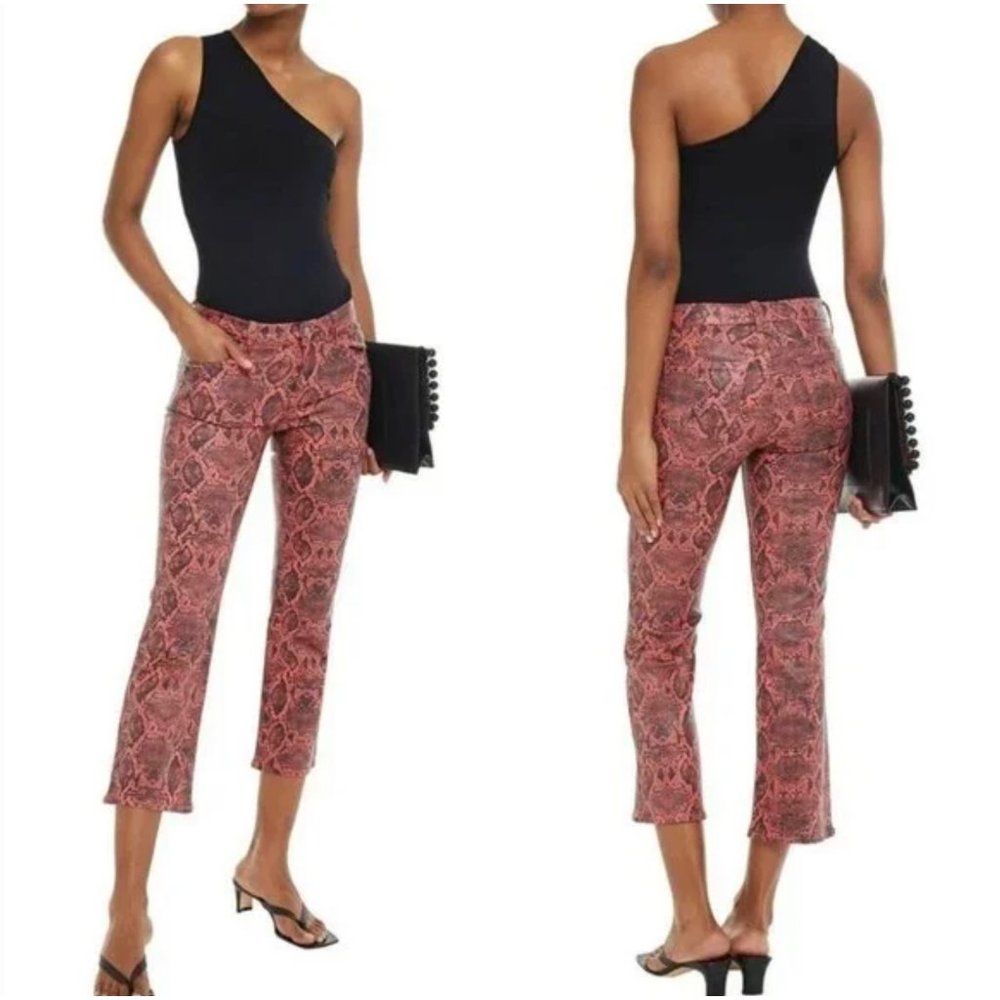 NWT J Brand SELENA Mid-Rise Crop Jeans Coated Kalani Boa Snake Print size 25